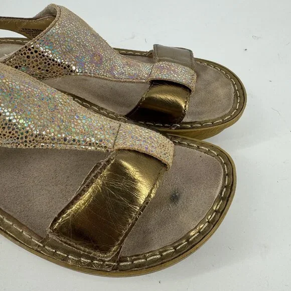 Alegria Sandals Women’s 9 gold  leather slip on slide comfort beach kendra - Picture 3 of 7
